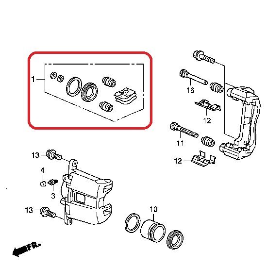 Ремкомплект переднего суппорта Honda 01463-S87-A00