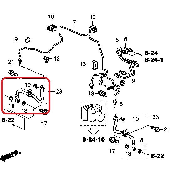 Шланг тормозной передний Honda 01464-STX-A01