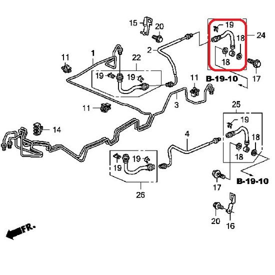 Шланг тормозной задний правый Honda 01466-STX-A00