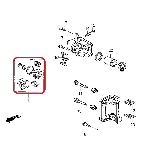 Ремкомплект заднего суппорта Honda 01473-SP0-000