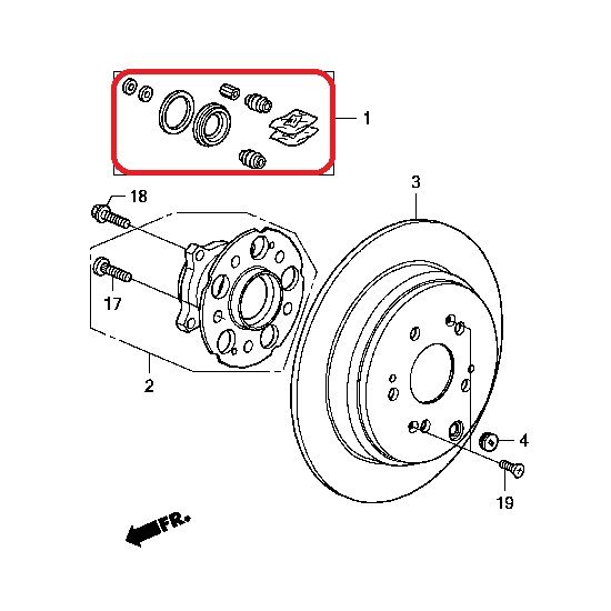 Ремкомплект заднего суппорта Honda 01473-SWW-G00