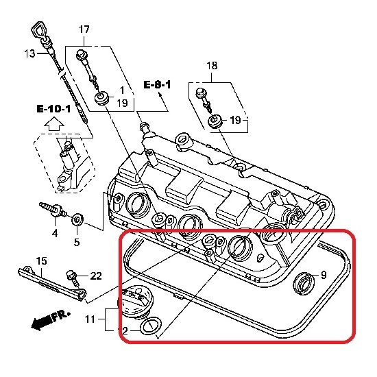 Прокладка клапанной крышки передней Honda 12341-R70-A00