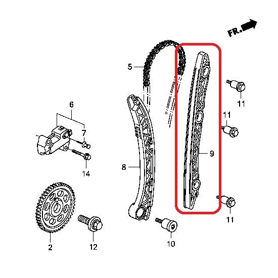 Успокоитель цепи ГРМ передний Honda 14530-RNA-A01