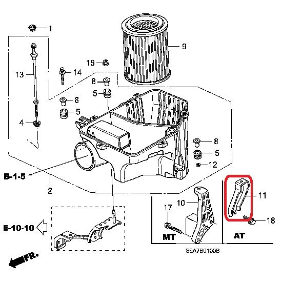 Крепление корпуса воздушного фильтра (АКПП) Honda 17263-PNA-900