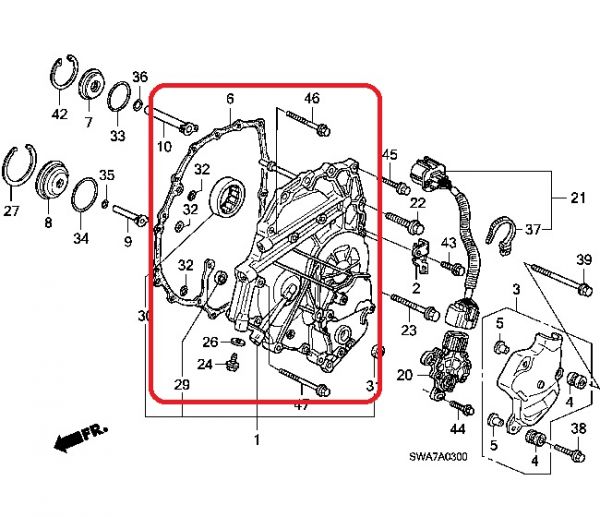 Крышка коробки АКПП Honda 21240-RCV-010