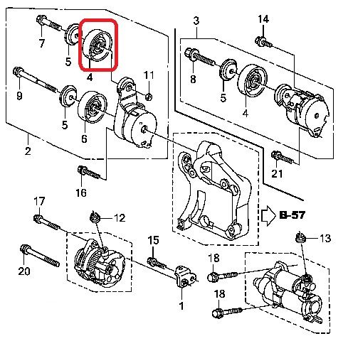 Ролик натяжителя приводного ремня Honda 31180-RCA-A01