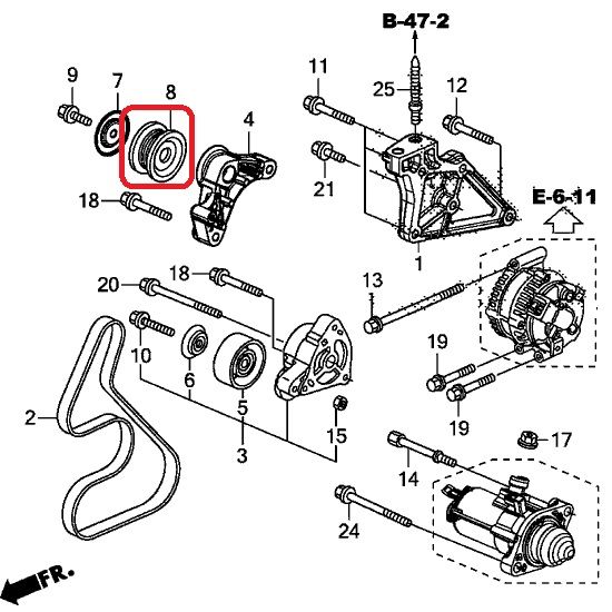 Ролик обводной приводного ремня Honda 31190-RX0-A02