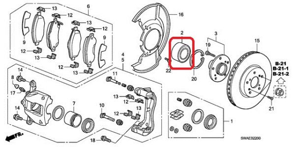 Подшипник ступицы переднего колеса Honda 44300-SWW-E01