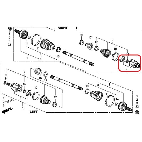Шрус внутренний правый Honda 44310-TA0-307