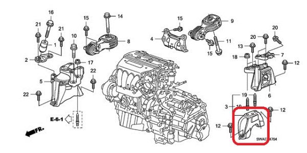 Кронштейн крепления основания (КПП) Honda 50655-SWA-A80