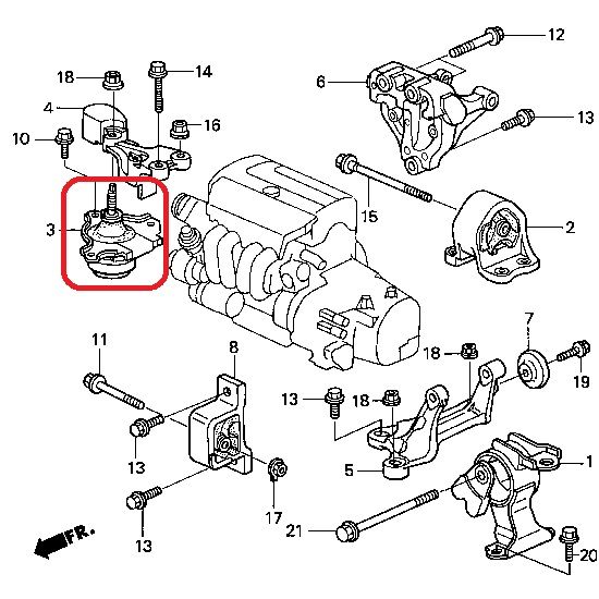 Подушка двигателя правая Honda 50821-S9A-023