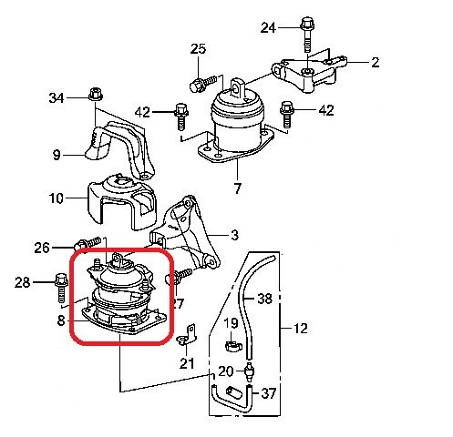 Подушка двигателя передняя Honda 50830-SJA-E01