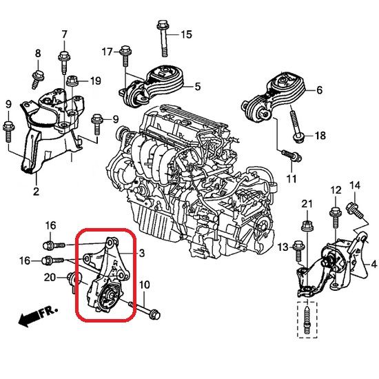 Подушка двигателя передняя Honda 50830-T0A-A81