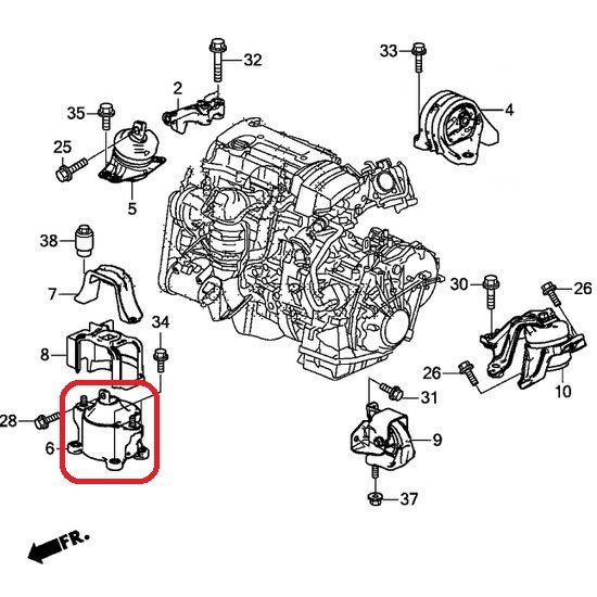Подушка двигателя передняя Honda 50830-T2F-A01