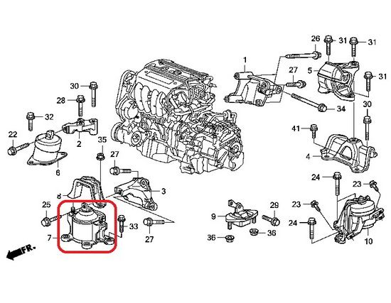 Подушка двигателя передняя Honda 50830-TA0-A02