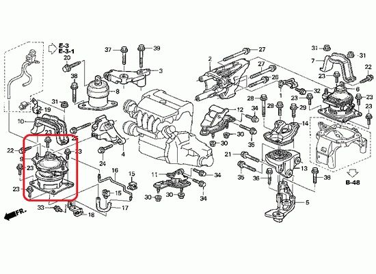Подушка двигателя передняя Honda 50830-SDA-E01