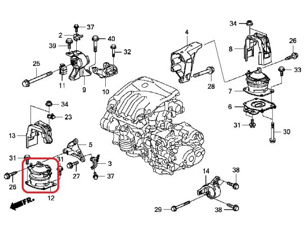 Подушка двигателя передняя Honda 50830-STX-A02