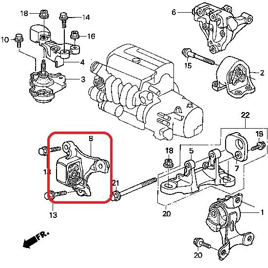 Подушка двигателя передняя (МКПП) Honda 50840-S7C-000