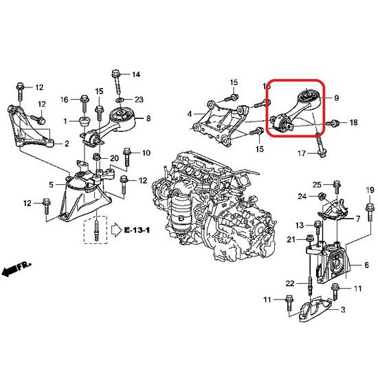 Подушка двигателя задняя (АКПП) Honda 50890-SMG-E81