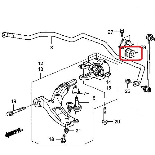 Втулка стабилизатора переднего Honda 51306-SWA-A01