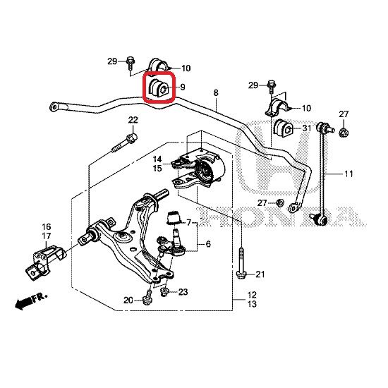 Втулка стабилизатора переднего правая Honda 51306-T1G-E01