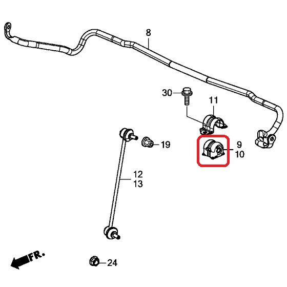 Втулка стабилизатора переднего правая Honda 51306-TR0-A11