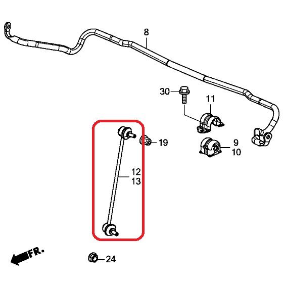 Стойка стабилизатора передняя левая Honda 51321-TR0-A01