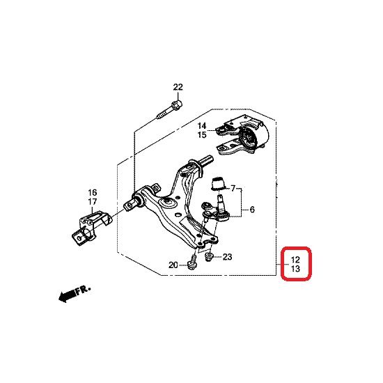 Рычаг передней подвески левый нижний Honda 51360-T0A-R01