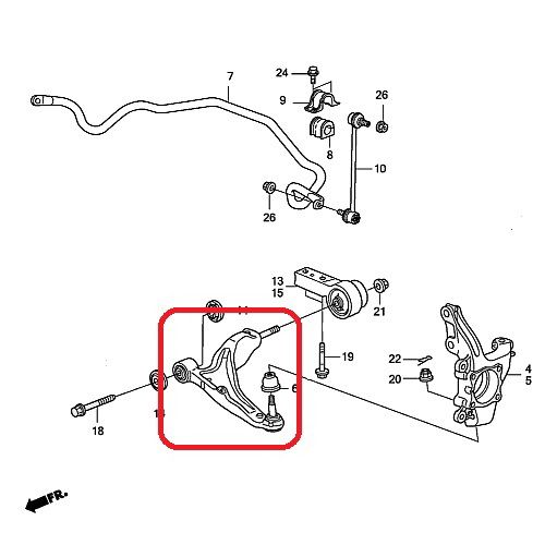 Рычаг передней подвески левый нижний Honda 51360-STX-A07