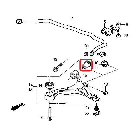 Сайлентблок переднего нижнего рычага задний Honda 51392-S5A-004
