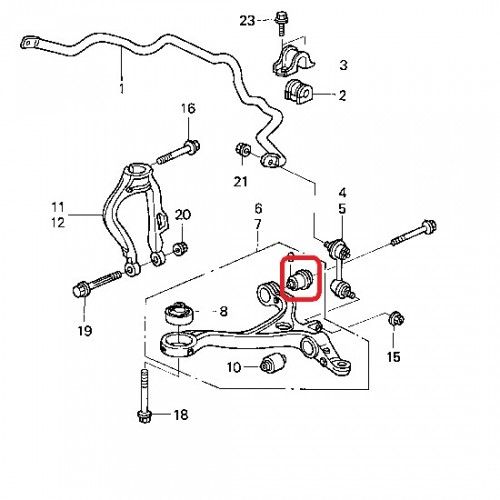 Сайлентблок переднего нижнего рычага задний Honda 51393-TP6-A01