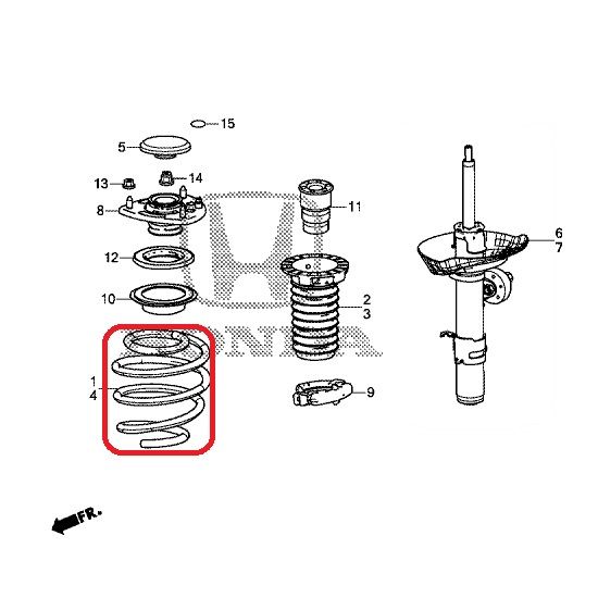 Пружина передняя правая Honda 51401-T2A-A21