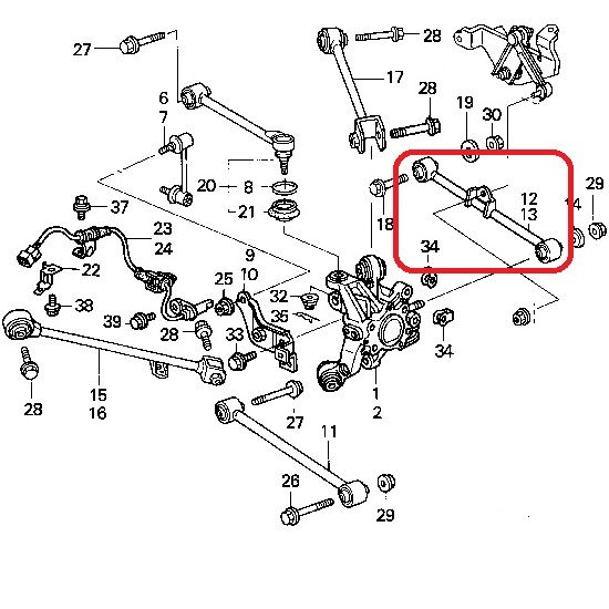 Рычаг задней подвески правый (развальный) Honda 52360-SEA-000