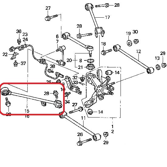 Рычаг задней подвески продольный нижний правый Honda 52370-SEA-E00