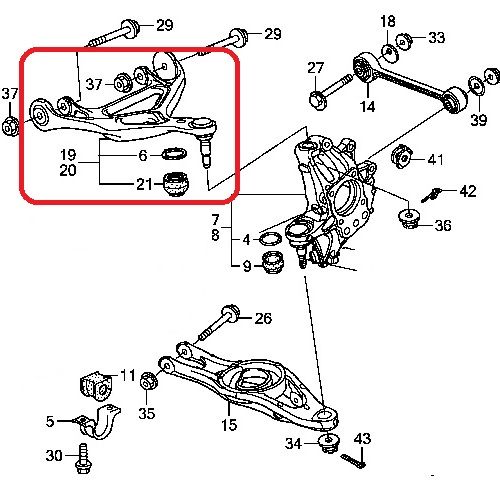 Рычаг подвески задний верхний правый Honda 52390-SJA-013