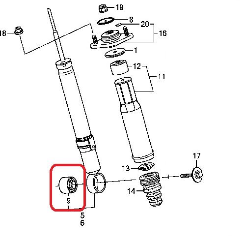 Сайлентблок заднего амортизатора нижняя Honda 52622-SJA-003