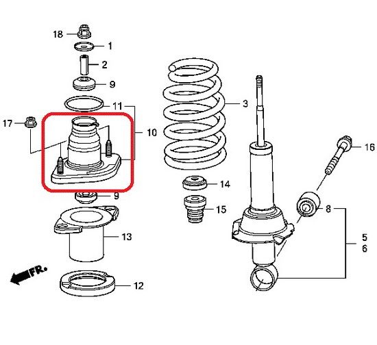 Опора амортизатора задняя Honda 52675-T0A-J01