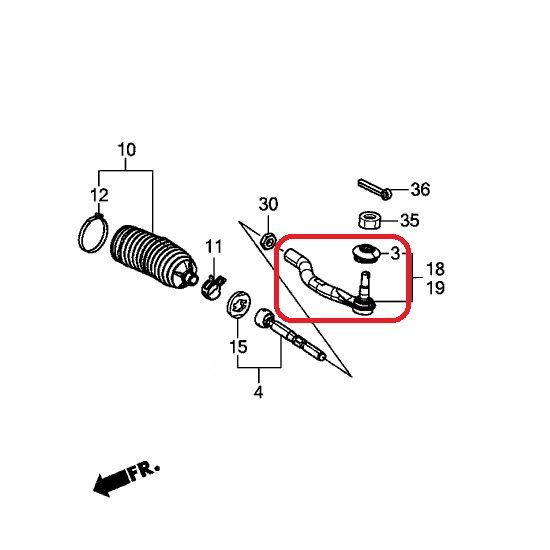 Наконечник рулевой тяги правый Honda 53540-TR0-A01