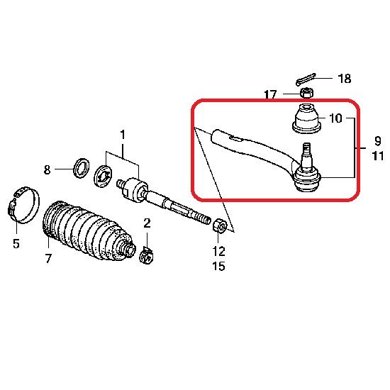 Наконечник рулевой тяги правый Honda 53540-STX-A02