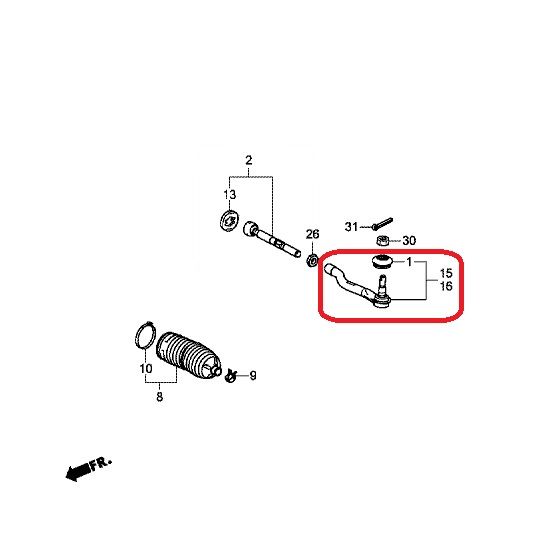 Наконечник рулевой тяги левый Honda 53560-T2A-A01