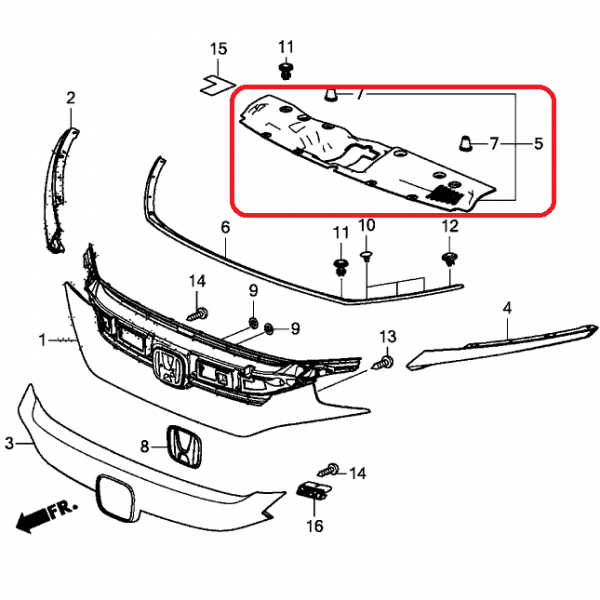 Накладка передней решётки Honda 74127-TBA-A00