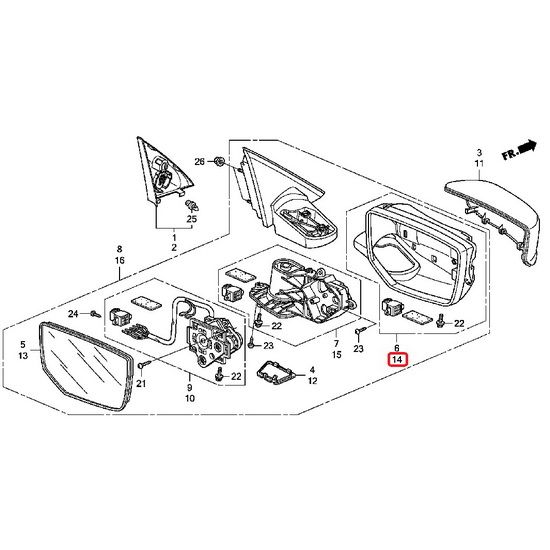 Корпус лівого дзеркала Honda 76256-TA0-A01