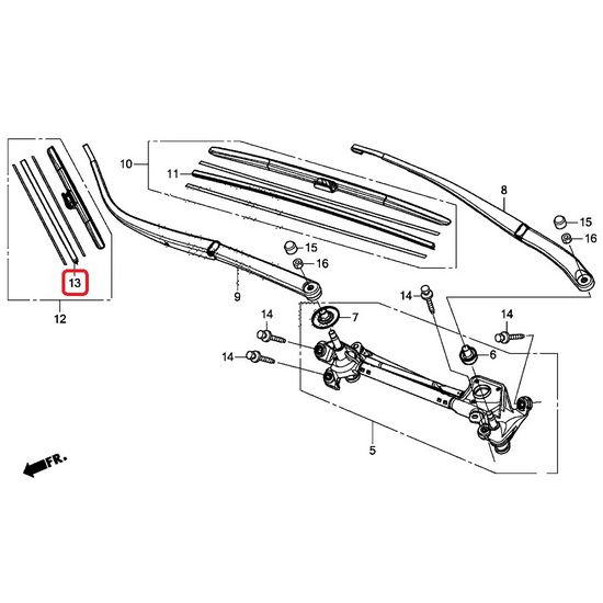 Резинка щетки стеклоочистителя пассажирская (400 MM) правая Honda 76632-STK-A02