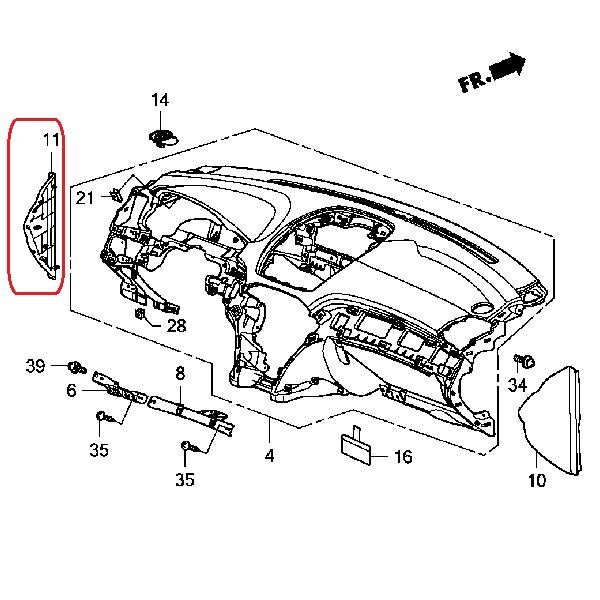 Накладка торпеды левая Honda 77216-STX-A01ZA