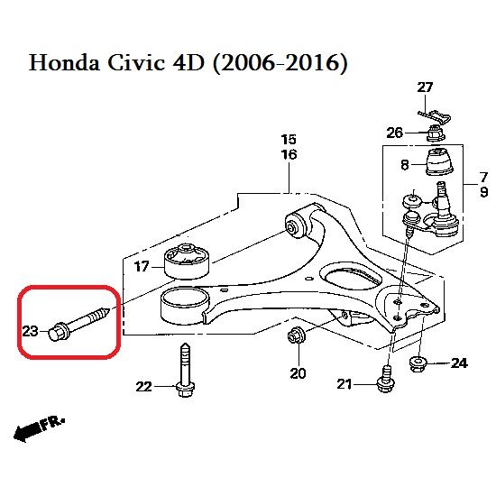 Болт кріплення у важіль Honda 90118-SNA-000