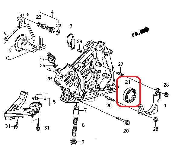 Сальник коленвала передний Honda 91212-R70-A02