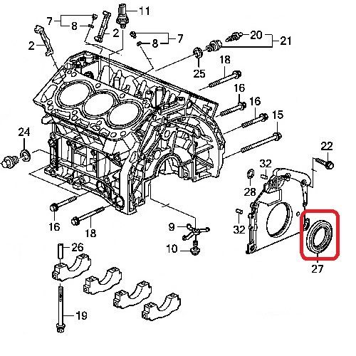 Сальник коленвала задний Honda 91214-R70-A01