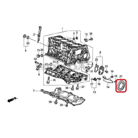 Сальник коленвала задний Honda 91214-RE0-H01