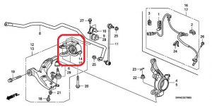 Сайлентблок переднего нижнего рычага правый Honda 51395-SWA-E01