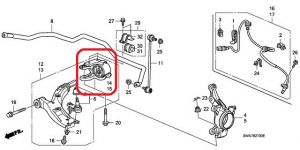 Сайлентблок переднего нижнего рычага левый Honda 51396-SWA-E80